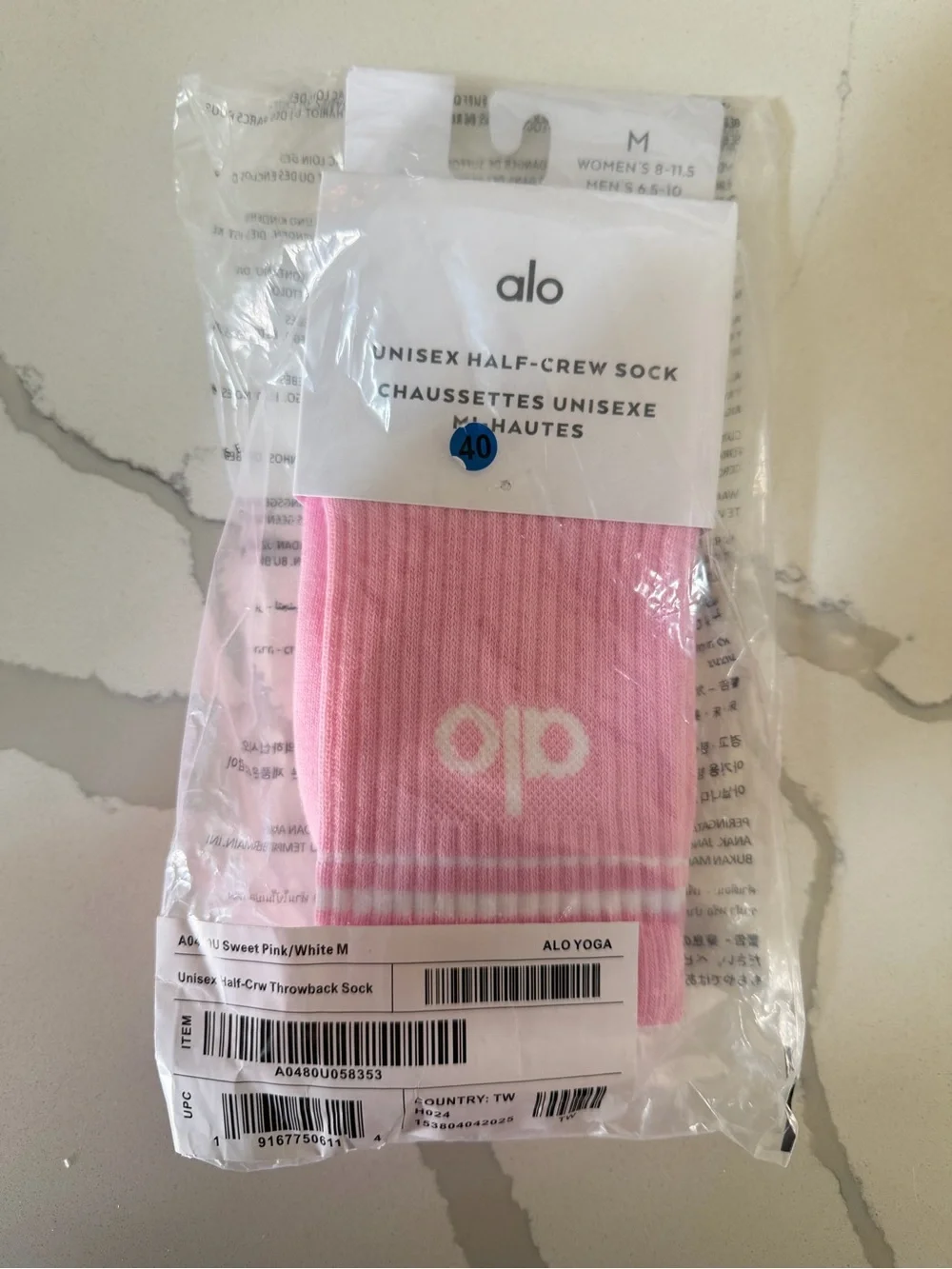 Alo Pink Crew Sock